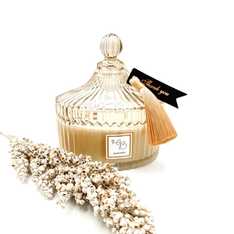 Prabangi vidutinė sojų vaško žvakė "Namuose ramu"